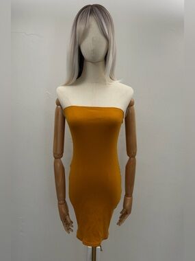 Divided H&M Ribbed Bodycon Dress Orange Strapless Women’s Size S